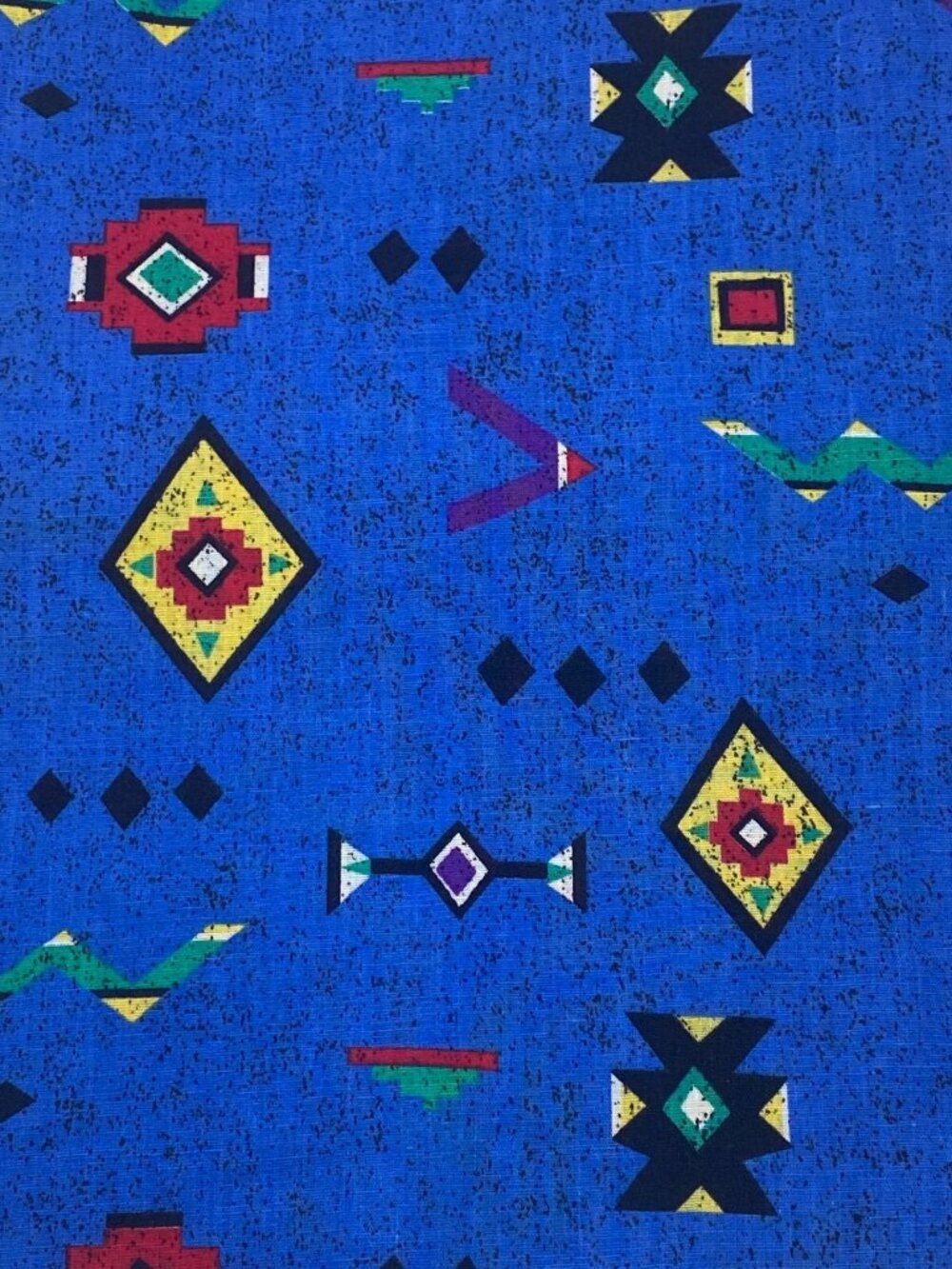 Blue Aztec Design Fabric 22x58in General Fabric Company